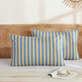 Merryword Blue & Yellow Striped Pillowcases, 100% Cotton Pillow Cases, King Size Pillowcases, Soft Breathable Ribbon Stripe Pillow Covers,…