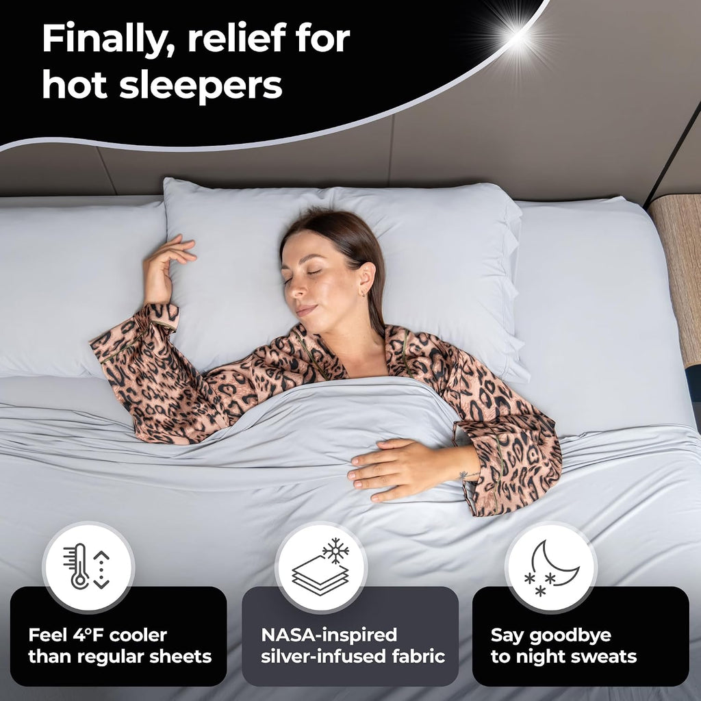 Silvery RestcoolTM Silver Infused Cooling Pillowcase Set - 2 Pack Self-Cooling Pillowcases with Silvery TechnologyTM for Hot Sleepers &…