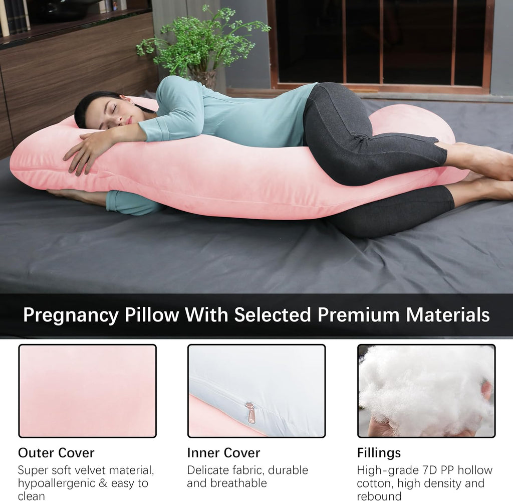 Moonpark MOON PARK Pregnancy Pillows for Sleeping - U Shaped Full Body Maternity Pillow with Removable Cover - Support for Back, Legs, Bell…