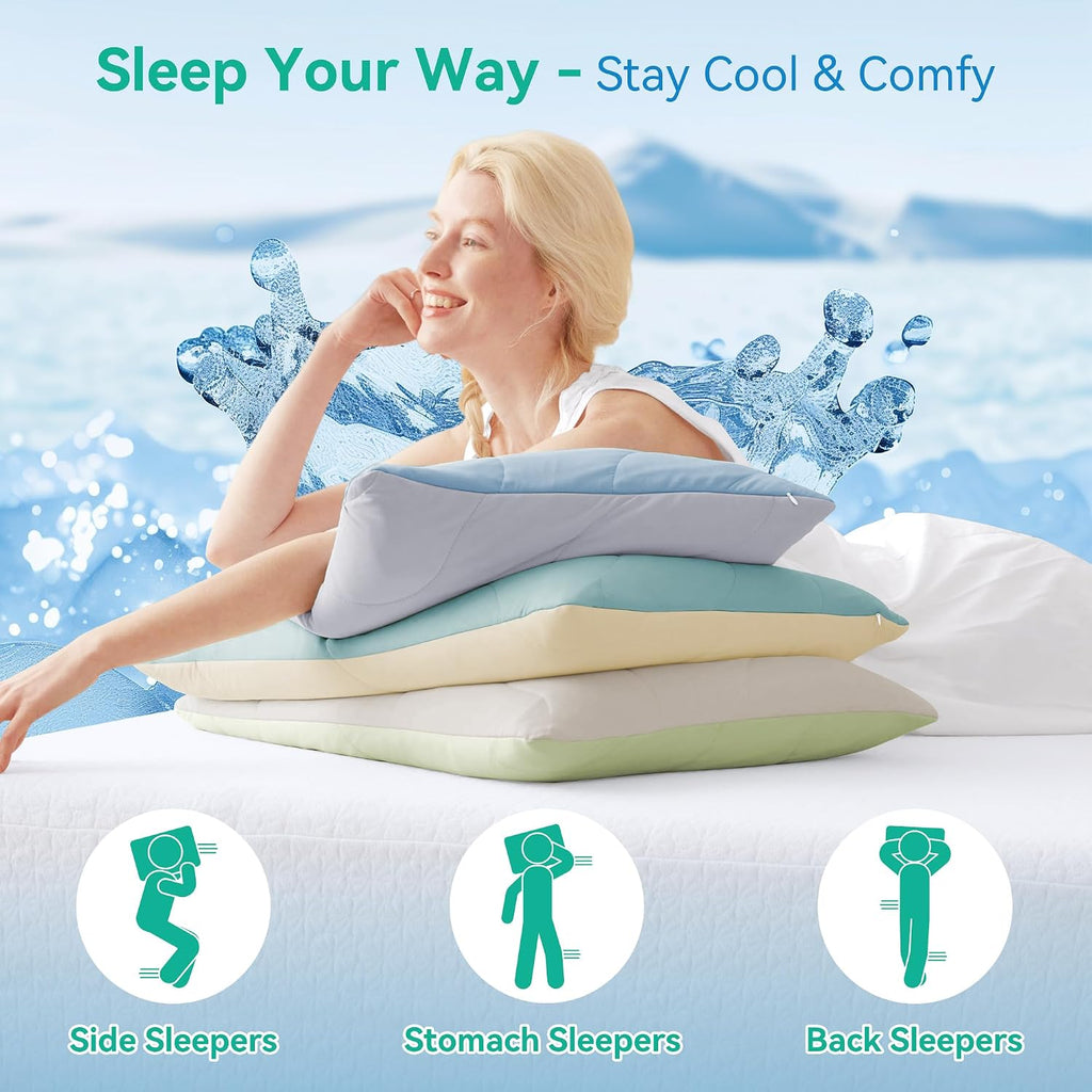 ThreeGeese Three Geese Cooling Goose Feather Down Pillows Standard Size Set of 2, Q-Max>0.45, Cool Hotel Bed Pillows for Hot Sleepers, Wash…