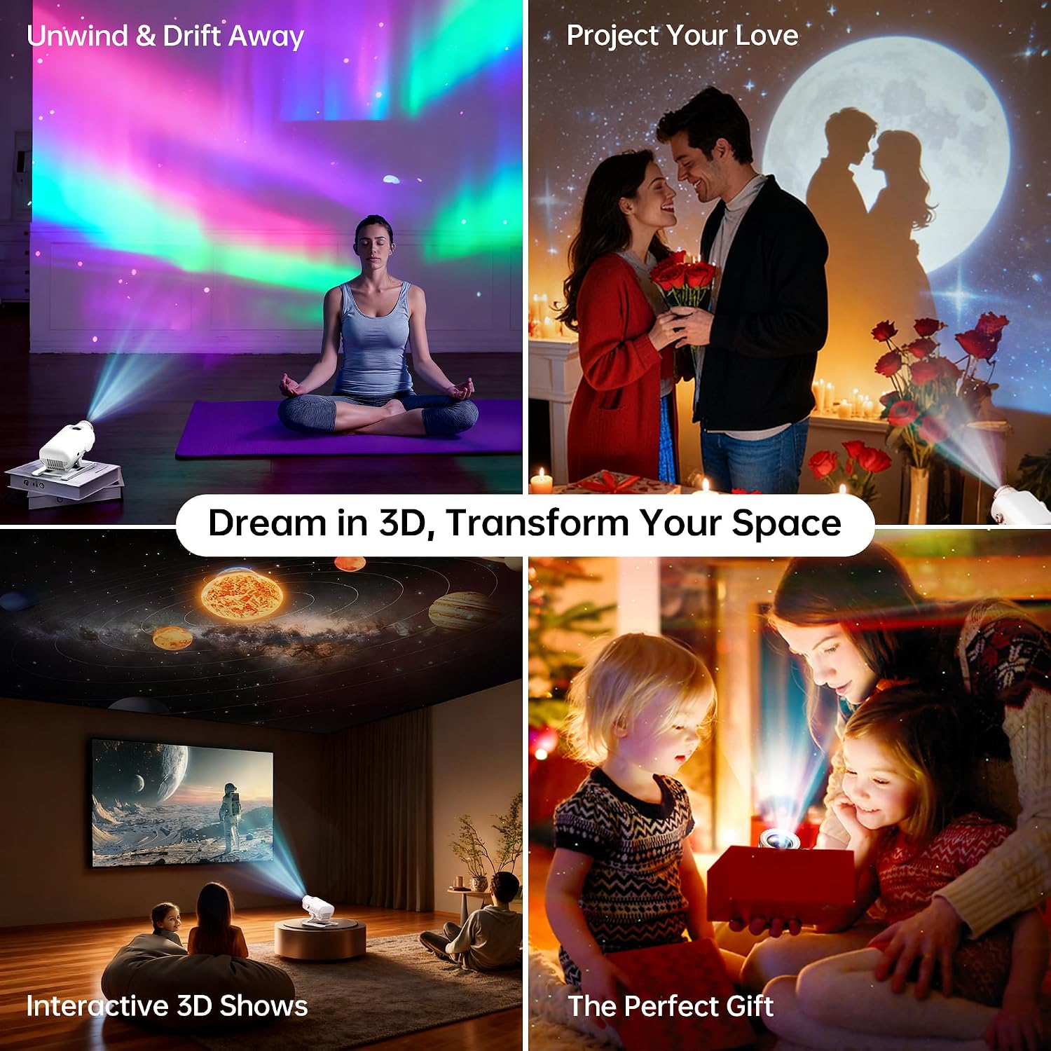 Homelist 3D Galaxy Projector Light for Kids & Adults with White Noise & Bluetooth Speaker, 60 Scenes Star Projector Night Light f…