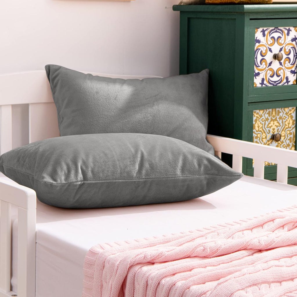 Ntbay 2 Pack Pillows with Velvet Pillowcases, Soft Cotton Down Alternative 13x18 Zippered Pillows for Sleeping in Crib Bed - Machine Washab…