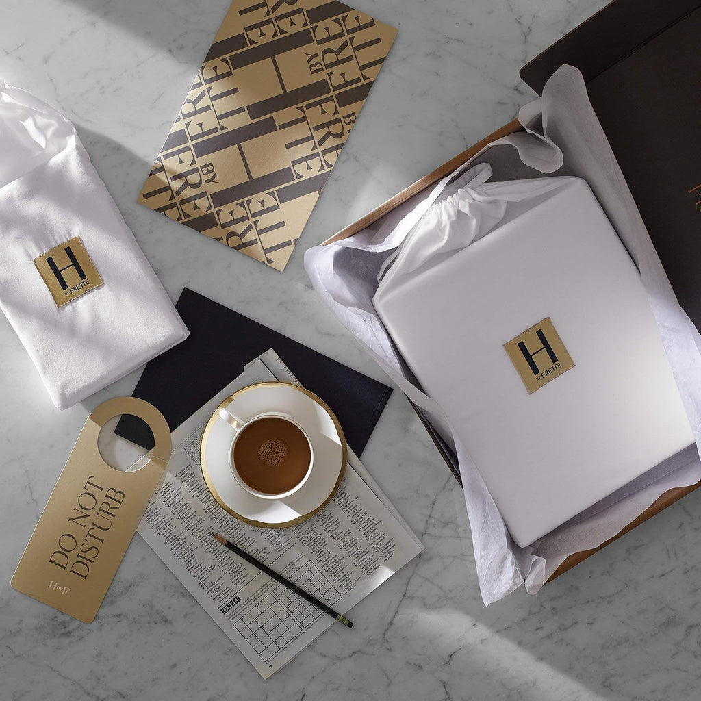 H by Frette Percale H Bed Bundle (California King) - Luxury All-White Bedding Bundle/Includes Pillowcases, Top Sheet, Fitted Sheet, Duvet…