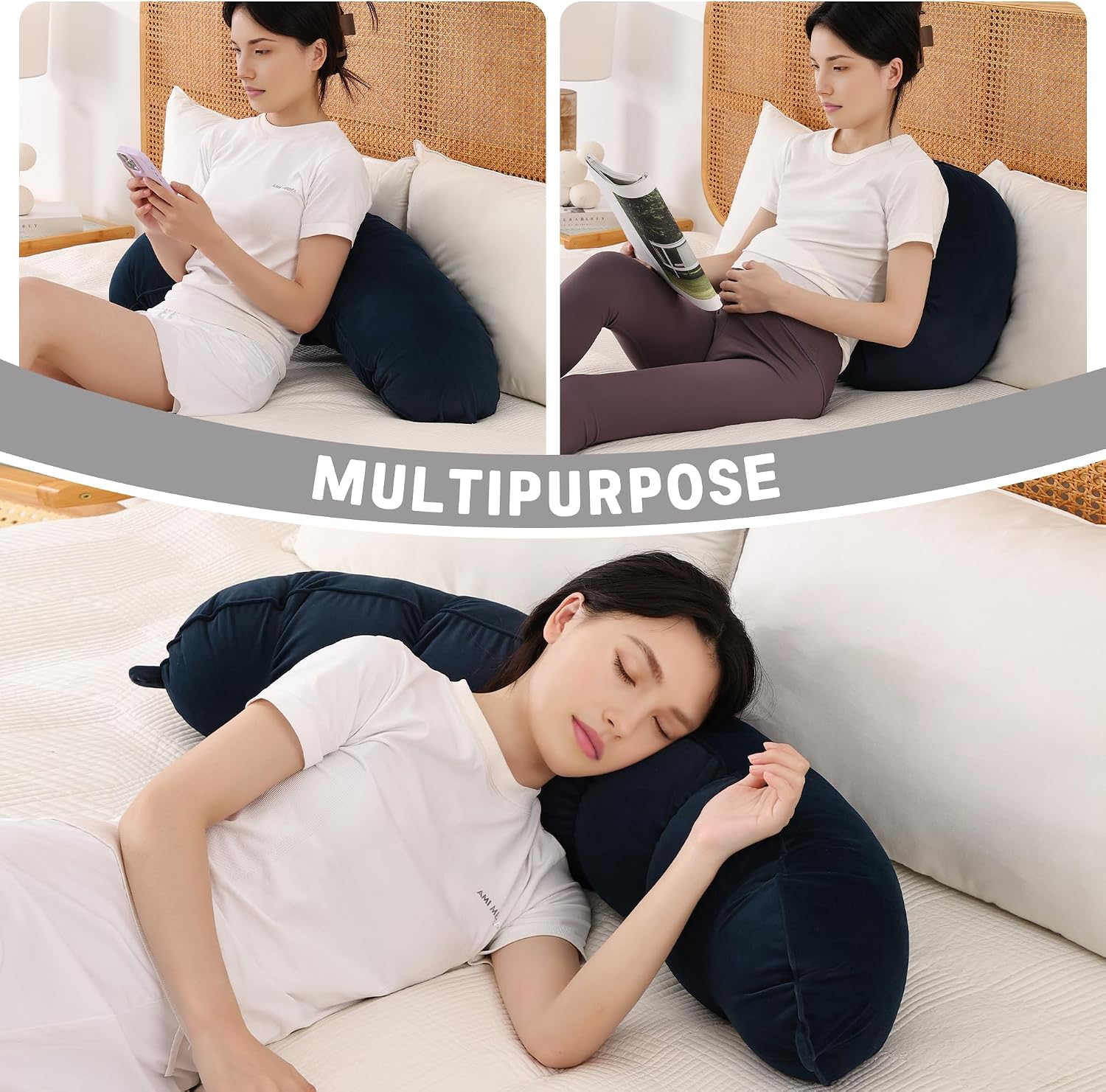 Peallow(Pat. Pend) – Long Round Body Pillow for Adults, Bolster Pillow for Sleeping, Soft and Supportive Pillow for Sleeping & Lumbar…