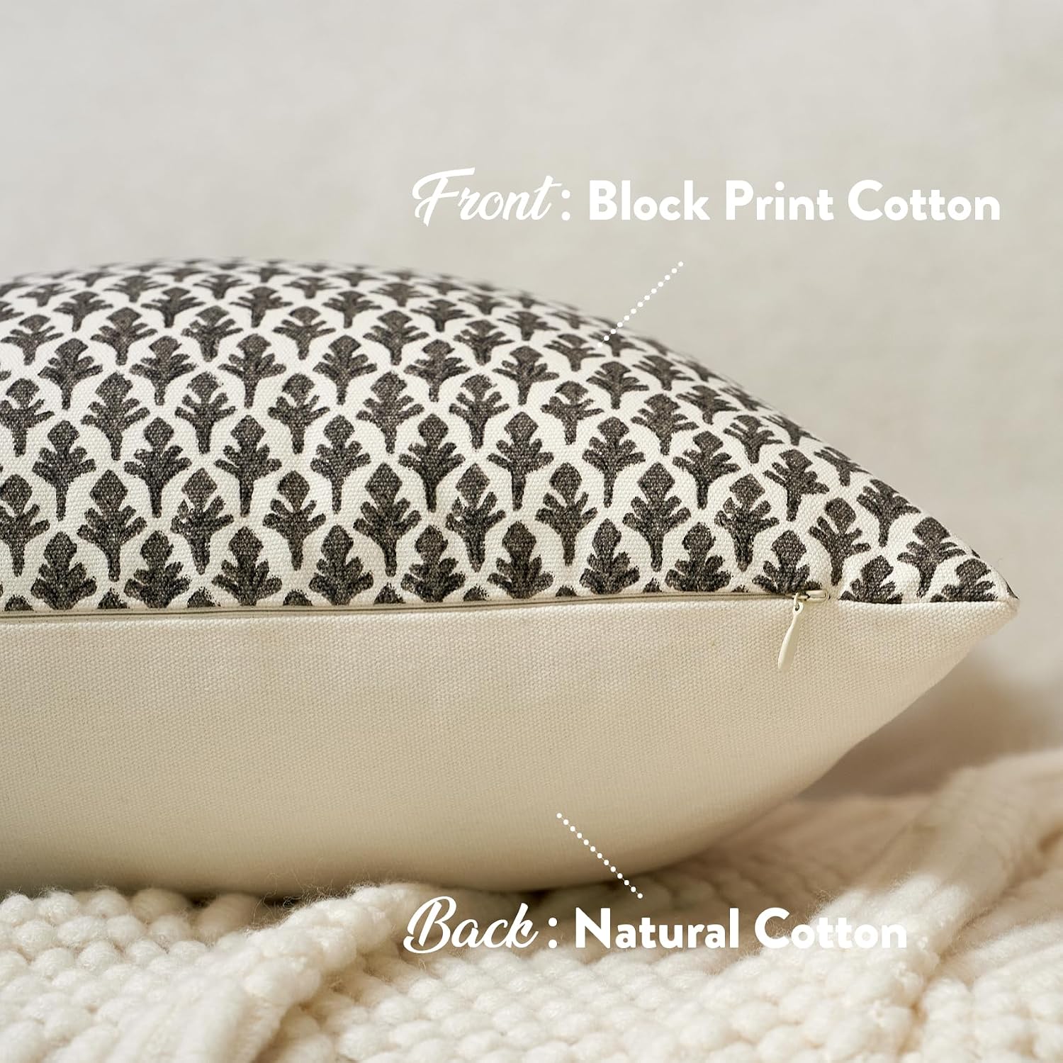Fiouovohome FIOUOVO Floral Pillow Covers 20x20 Pillow Cover Block Print Couch Pillows for Living Room Decorative Neutral Accent Throw Pillo…