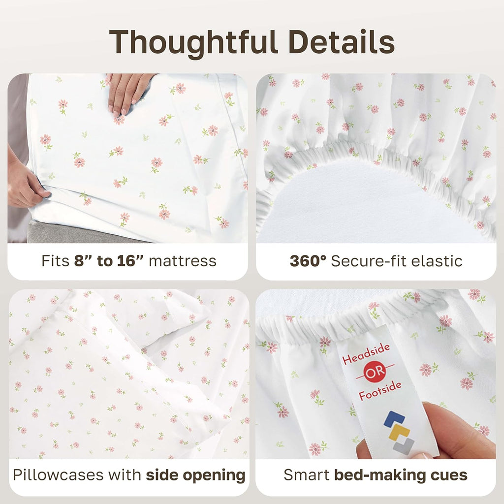 CaliforniaDesignDen California Design Den Soft 100% Cotton King Size Bed Sheets Set, 400 Thread Count Good Housekeeping Award Winner, Smoot…