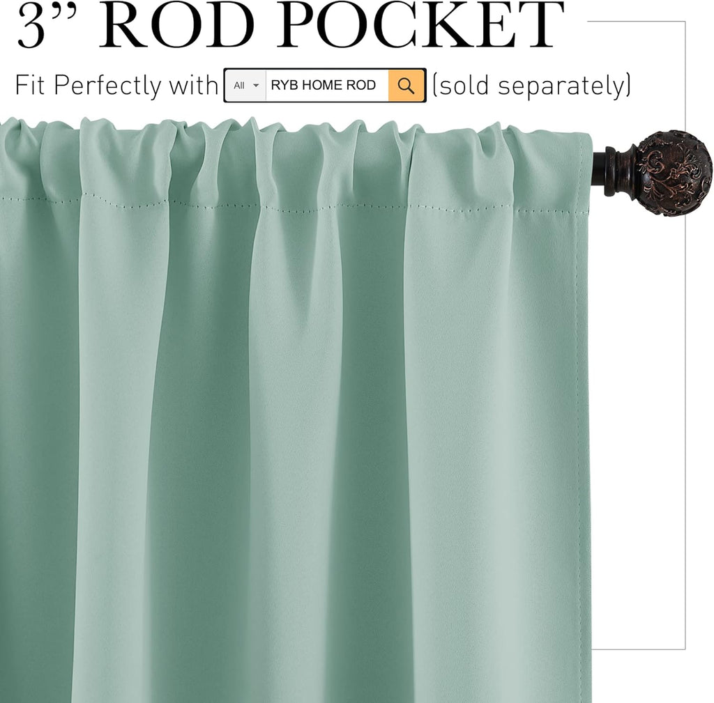 Rybhome RYB HOME Room Darkening Kitchen Curtains, Farmhouse Small Window Drapes Rod Pocket Energy Efficient Privacy Shades for Nursery Girl…