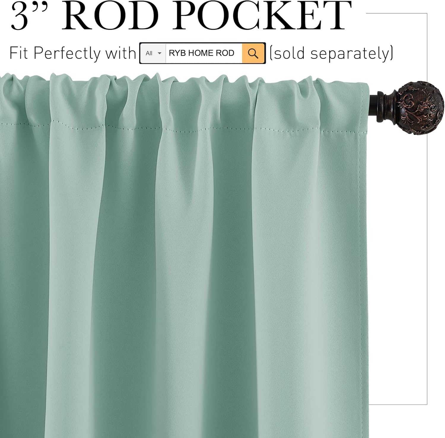 Rybhome RYB HOME Room Darkening Kitchen Curtains, Farmhouse Small Window Drapes Rod Pocket Energy Efficient Privacy Shades for Nursery Girl…