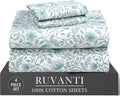 Ruvanti 100% Cotton Percale Sheets Twin XL Size 4 Piece Set, Cooling Bed Sheets for Hot Sleepers, Deep Pocket 16”, Breathable Lightweight &…
