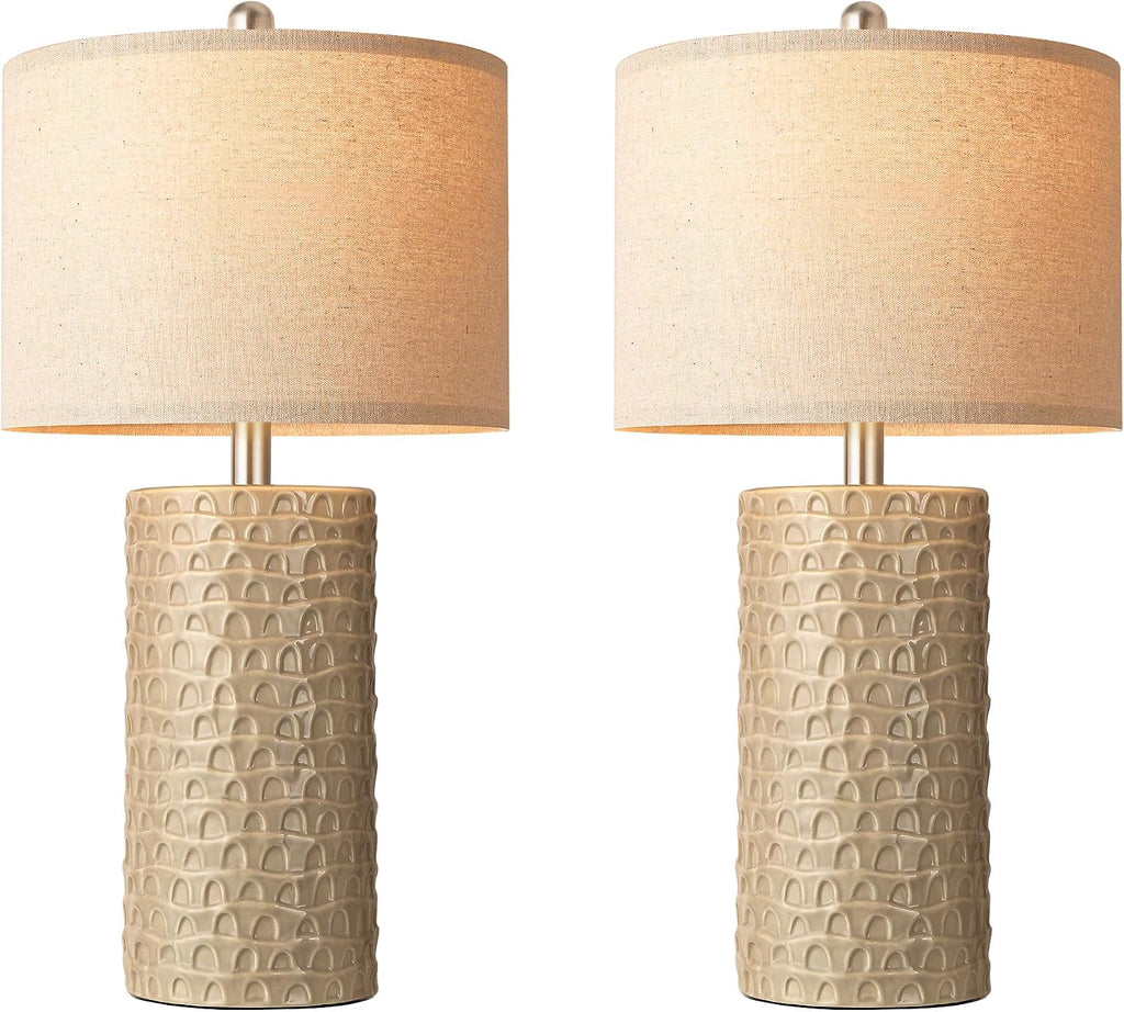 PARTPHONER 23" Modern Ceramic Table Lamp Set of 2, Table Lamps for Living Room, Rustic Farmhouse Bedside Lamps Nightstand lamp for…