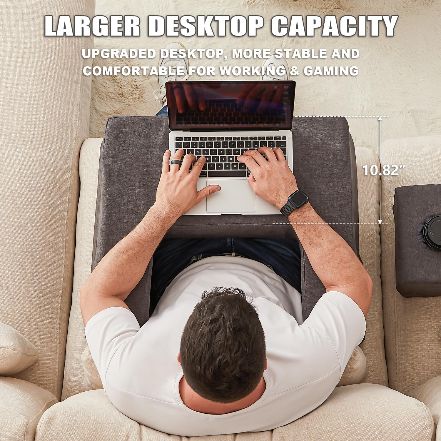 comehealthy Lap Desk Pillow for Laptop, Large Reading Pillow for Adult, Arm Rest Pillow with Cup Holder, Memory Foam Bed Desk for…
