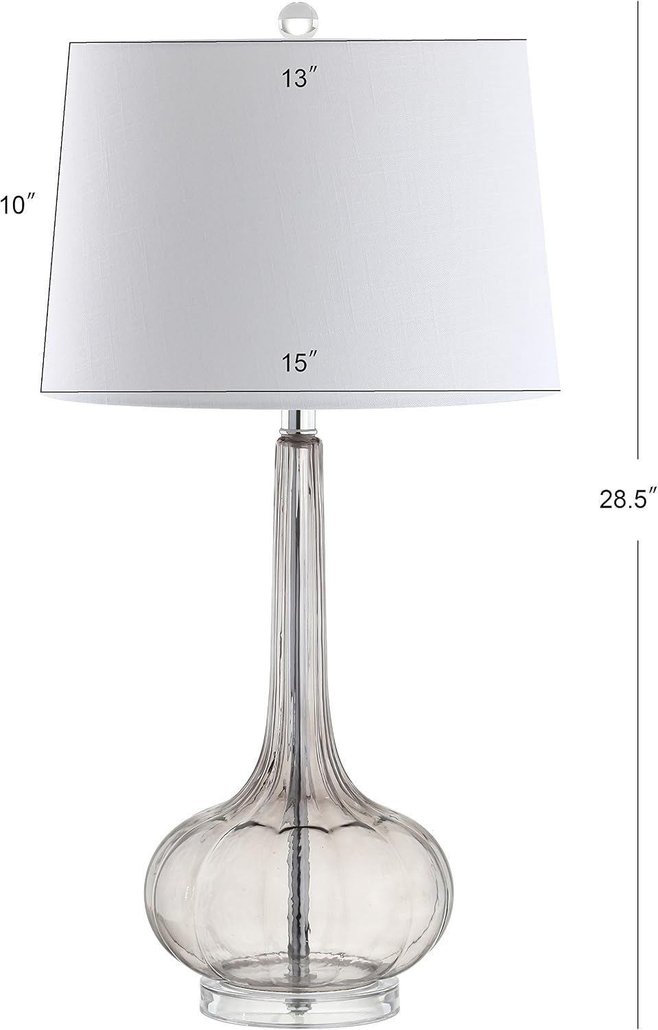 JONATHAN Y 28.5" Smoke Gray Glass Teardrop LED Table Lamp Set of 2 for Living Room Bedroom Nightstand, White Linen Shade Modern…
