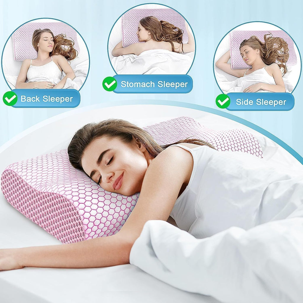 CloudBliss Memory Foam Pillow, Ergonomic Neck Contour Cervical Pillow for Back and Shoulder Pain, Orthopedic Pillow for Neck, for Sleeping…