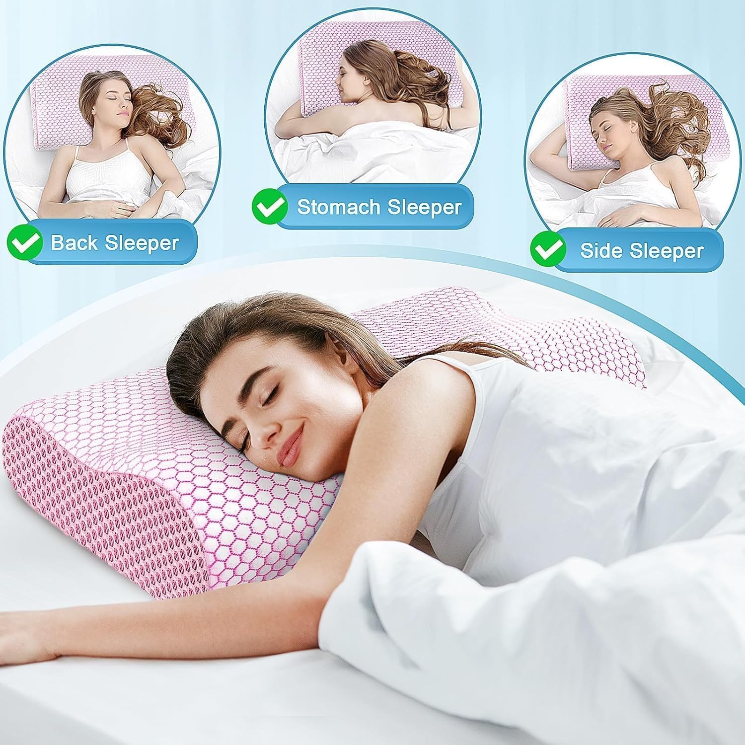 CloudBliss Memory Foam Pillow, Ergonomic Neck Contour Cervical Pillow for Back and Shoulder Pain, Orthopedic Pillow for Neck, for Sleeping…