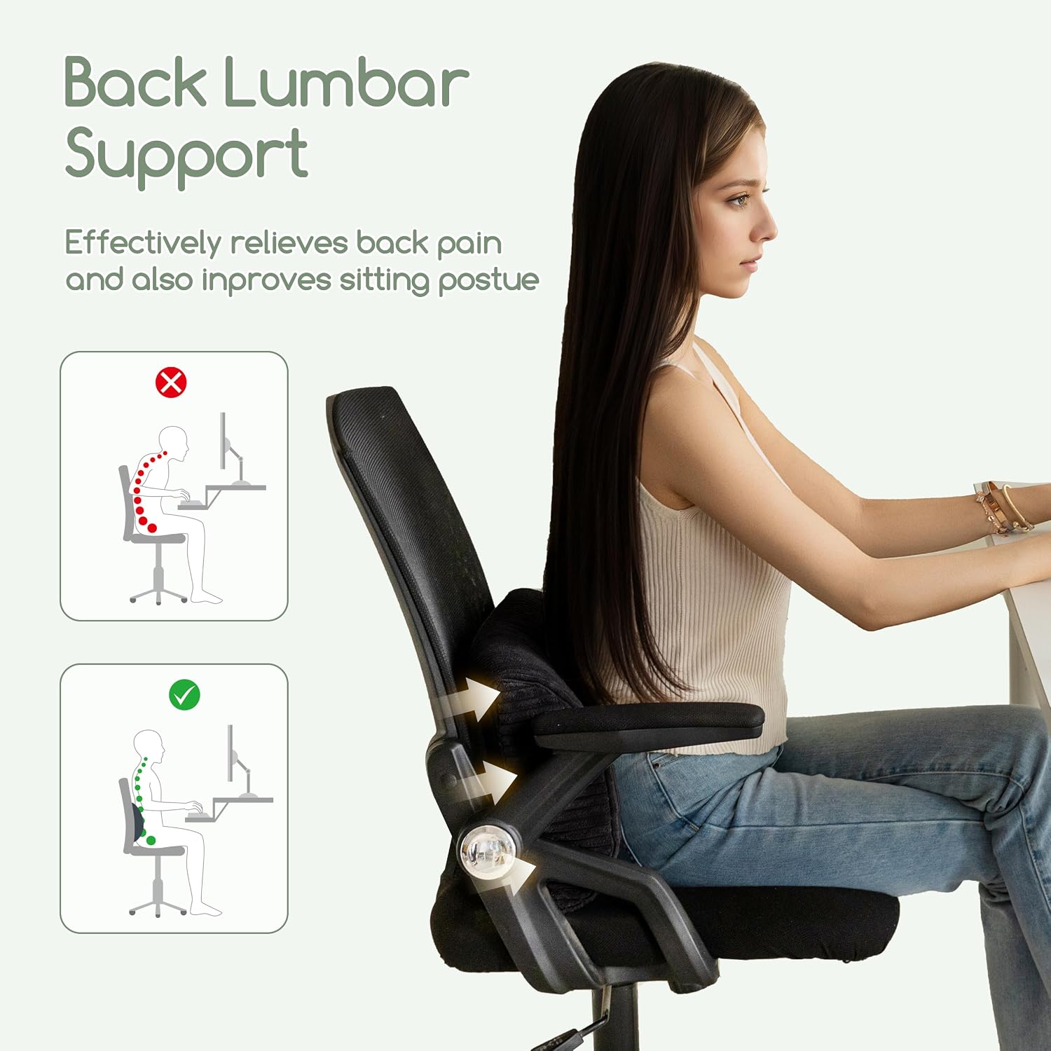 Higogogo Lumbar Support Pillow for Recliner Chair/Accent Chair/Couch, Memory Foam Back Support Cushion for Elderly, Recliner Cushions for B…