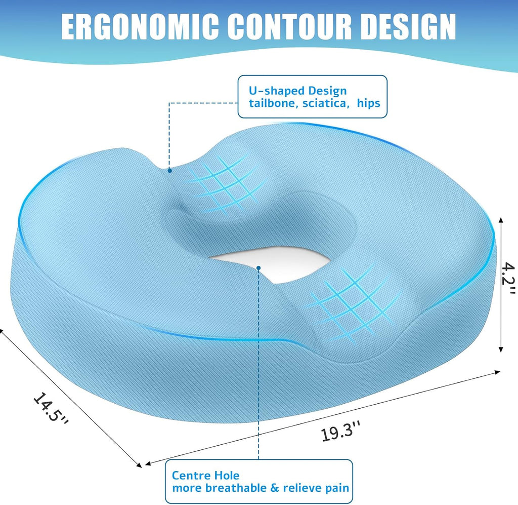 BlissTrends Donut Pillow Seat Cushion, Chair Cushions for Postpartum Pregnancy & Hemorrhoids, Tailbone Cushion, Memory Foam Lifting Cushion…
