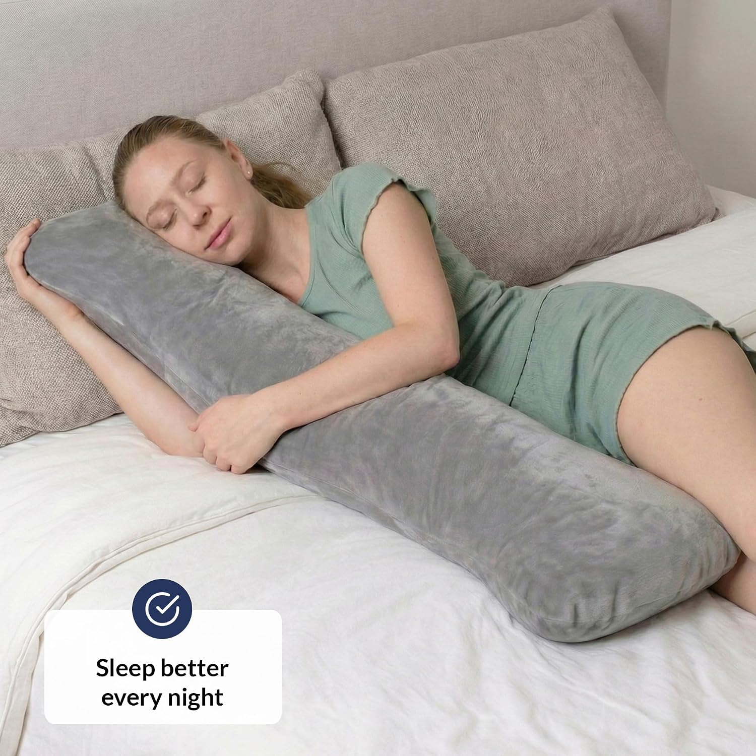 ODOXIA Weighted Pillow for Adults 6.5lbs (41" x 12") | Sleep Better & Feel Calm | Weighted Body Pillow for Stress Relief | Sleeping…