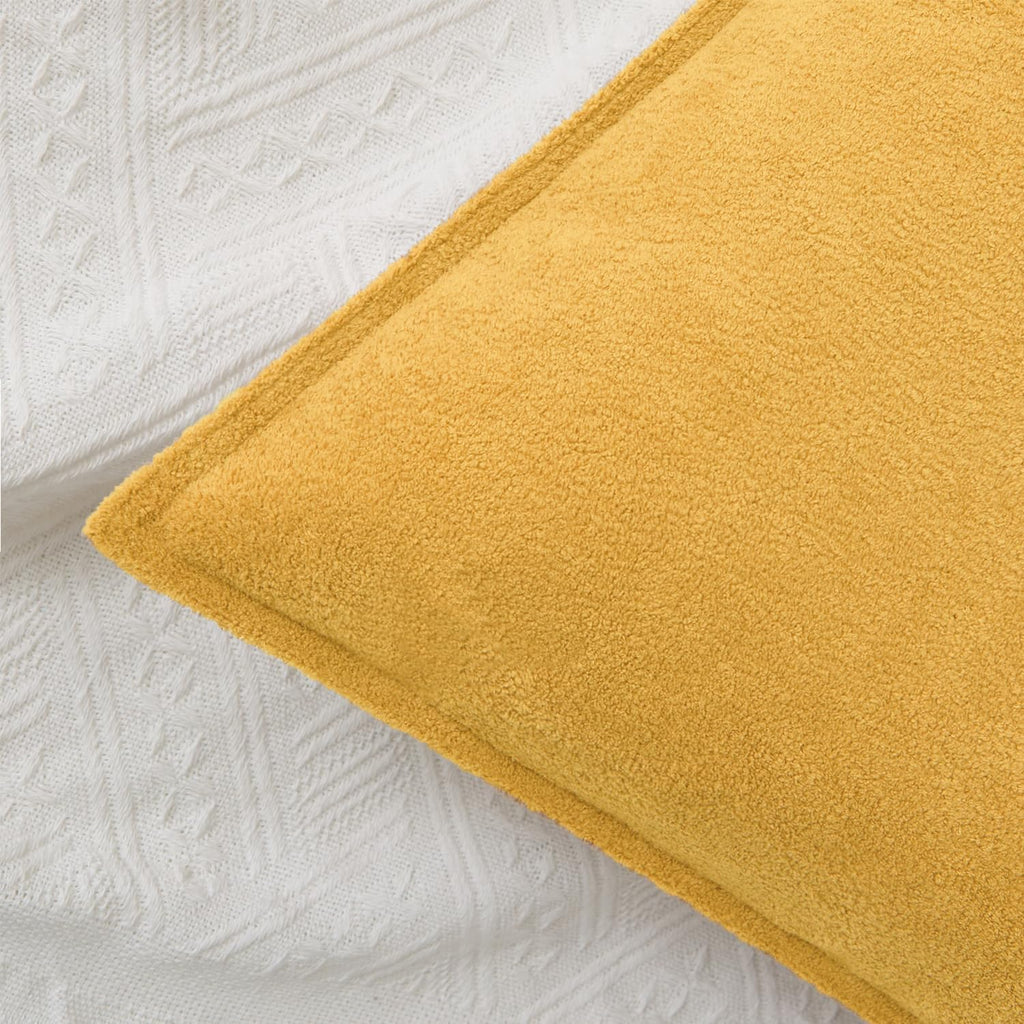 KevinTextile Kevin Textile Waterproof Decorative Pillow Covers Yellow 16x16 Inch Pack of 2 Soft Boucle Textured Throw Pillowcases Elegant A…