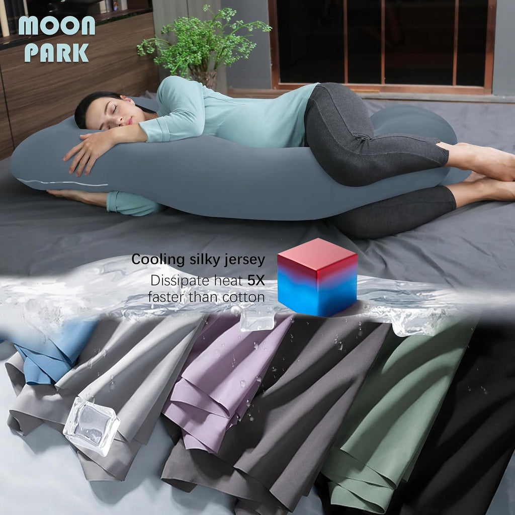 Moonpark MOON PARK Pregnancy Pillows for Sleeping - U Shaped Full Body Maternity Pillow with Removable Cover - Support for Back, Legs, Bell…