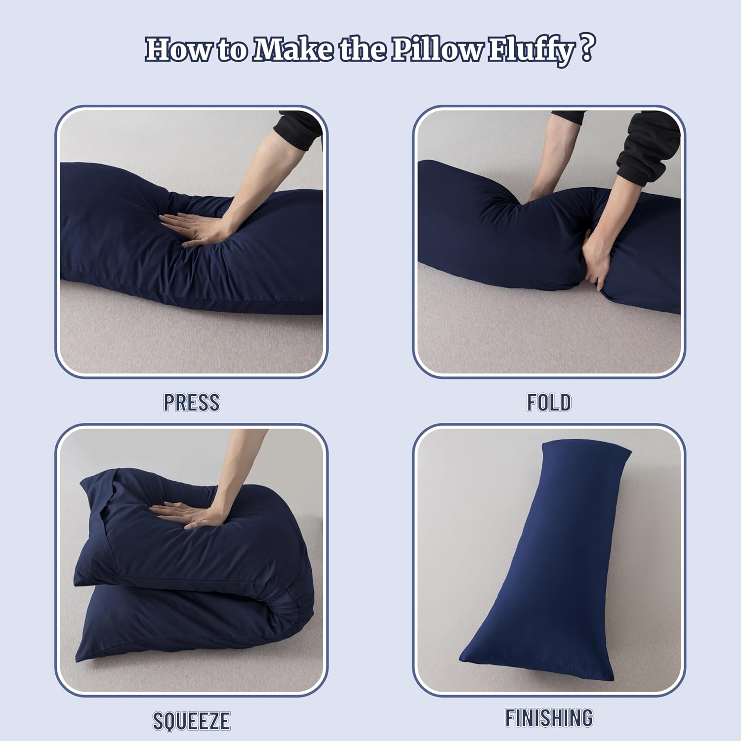 Ubauba Memory Foam Body Pillow with Cover, Full Large Body Pillows Insert for Adults with Envelope Closure Pillowcase, Firm & Fluffy Long…