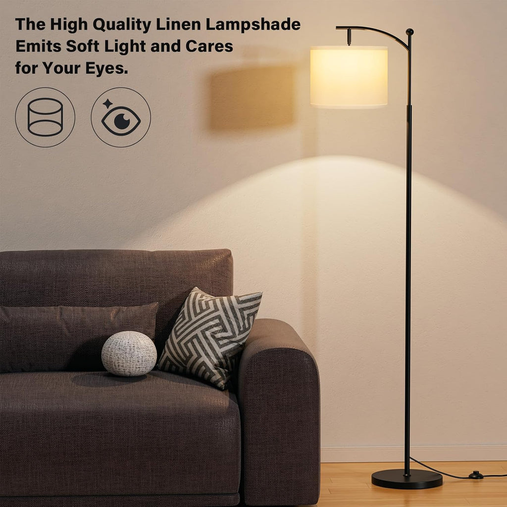 Ambimall 60" Floor Lamp with 3 Color Temperatures, Adjustable White Shade, Black Pole - Tall Lamp for Living Room, Bedroom, Office…