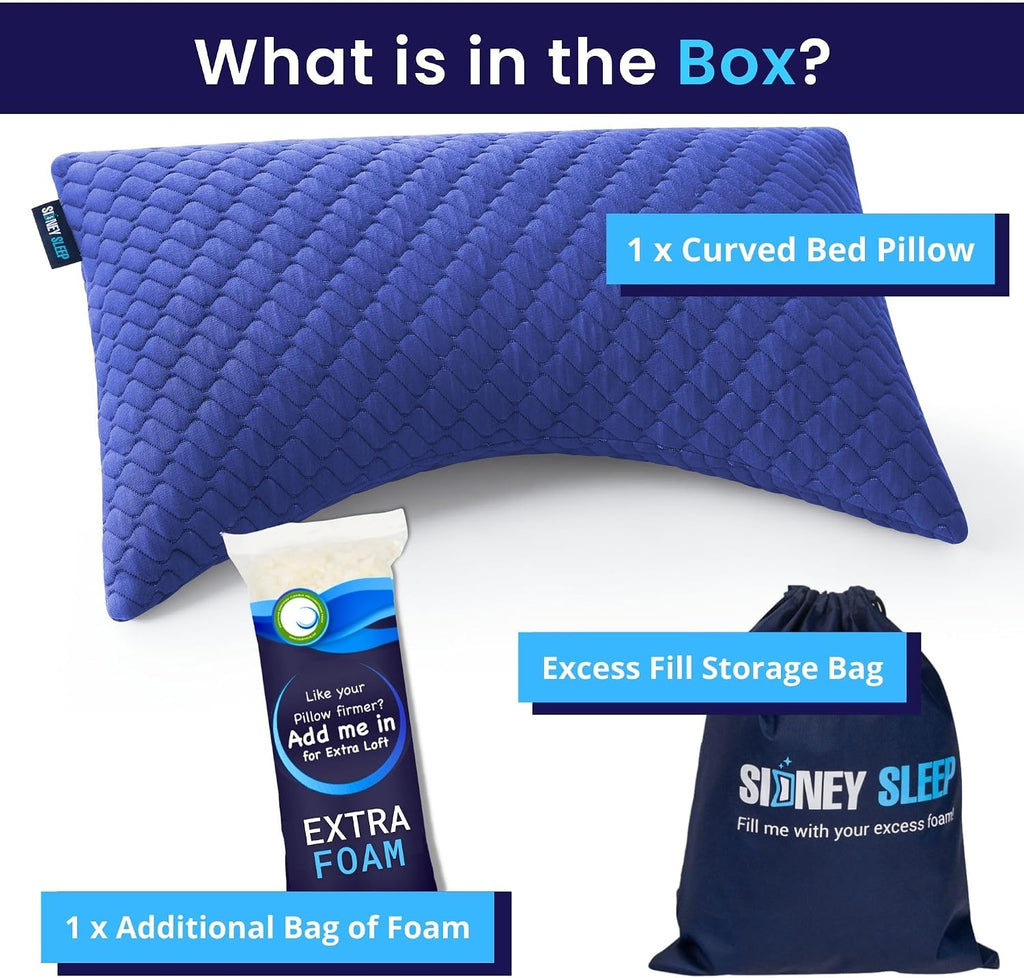 Sidney Sleep Pillow for Side and Back Sleepers - Comfort for Neck and Shoulder Pain - Adjustable and Customizable Shredded Memory Foam…
