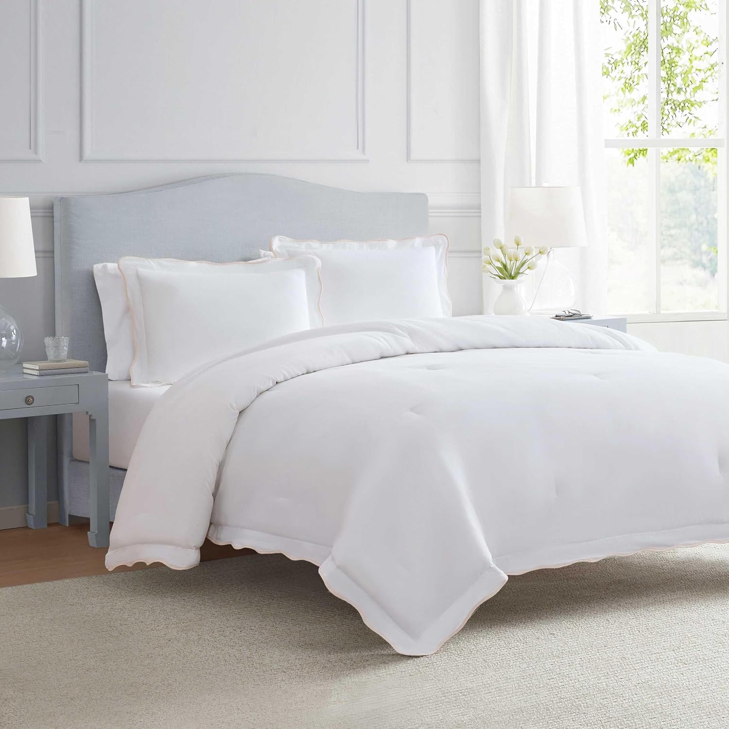 MarthaStewart Martha Stewart - Queen Duvet Cover Set, Crisp & Smooth Bedding with a Cotton Percale Lightweight Feel, Reversible 3 Piece Bed…