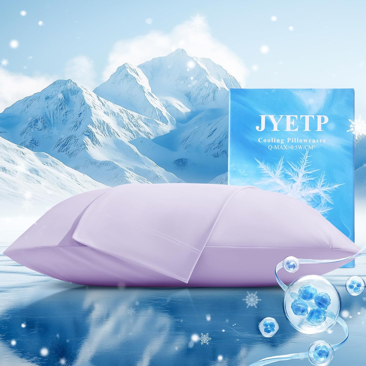Cooling Pillow Cases 2 Pack Standard Size Cooling Pillowcases for Hot Sleeper Q-Max>0.5, Hydrates Skin & Hair, Reduces Wrinkles & Frizz…
