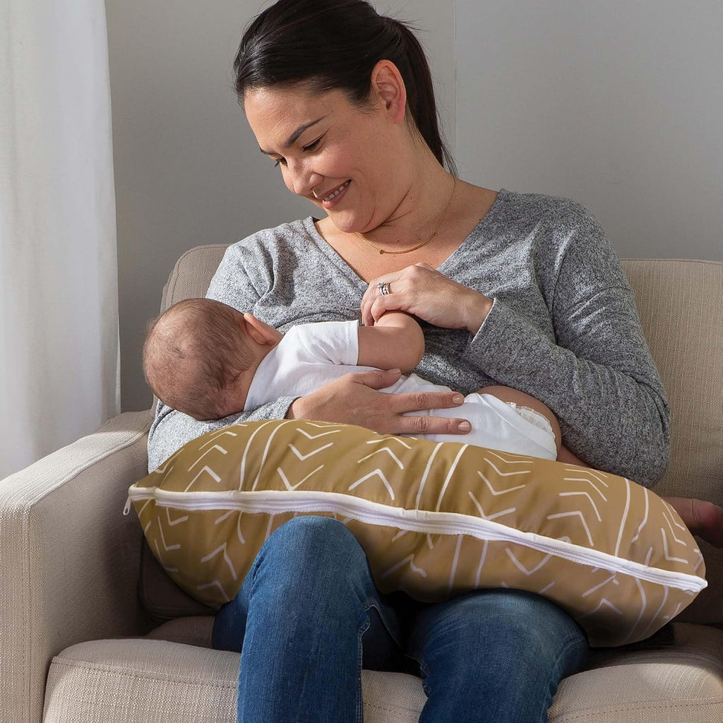 TheBoppyCompany Boppy Nursing Pillow Cover, 100% Organic Cotton, Camel Stitched Stripe, Fits The Original Support Pillow for Breastfeeding…
