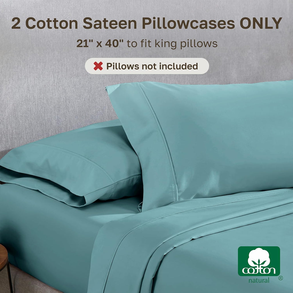 CaliforniaDesignDen California Design Den Soft King Size Pillow Cases, 100% Cotton Set of 2, Cool & Smooth, 400 Thread Count, Sateen Pillow…