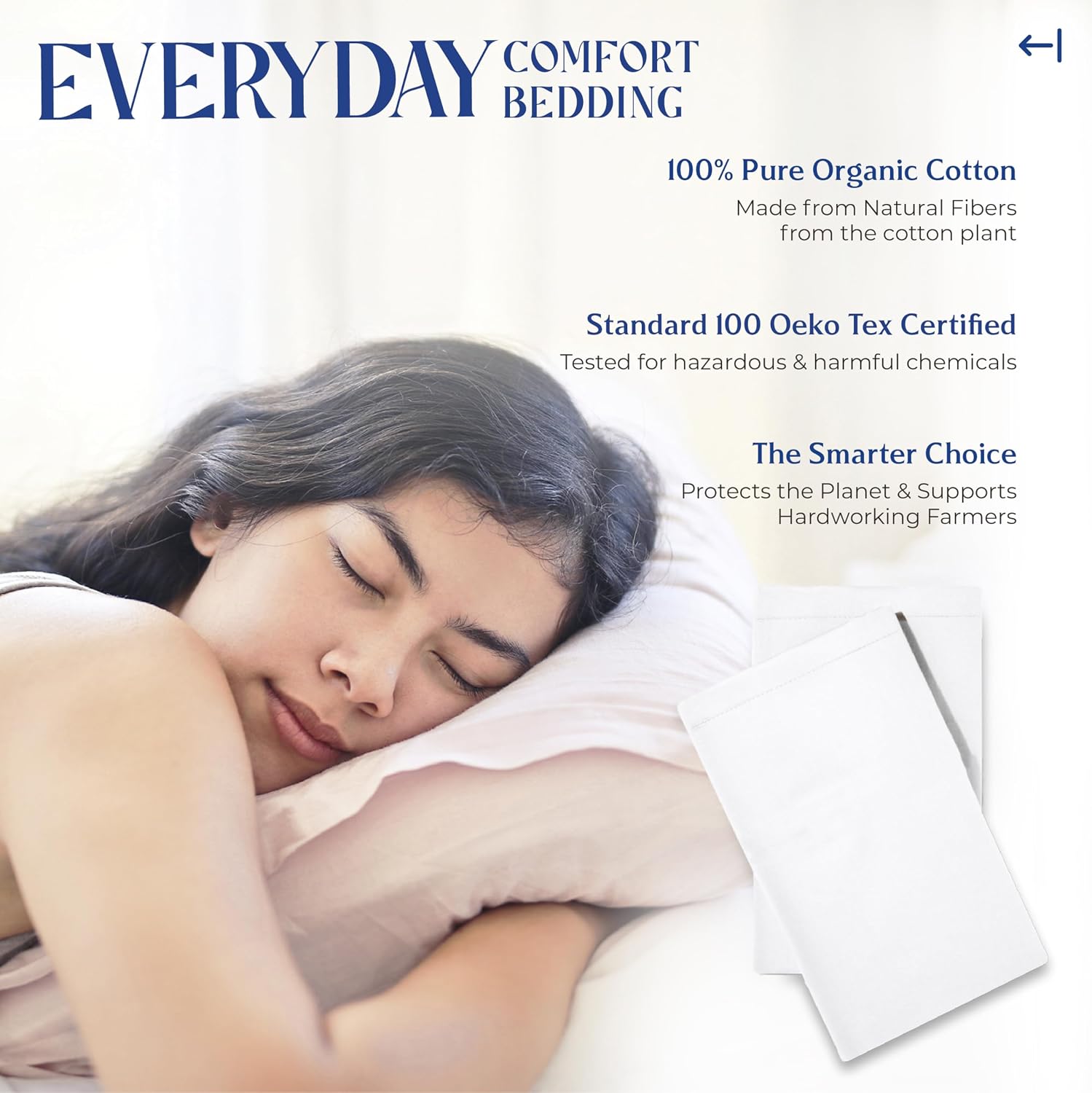 Mayfair Linen 100% Organic Cotton Percale Pillow Cases Queen/Standard Size Set of 2 - Percale Pillowcovers Standard/Queen (White), Soft…