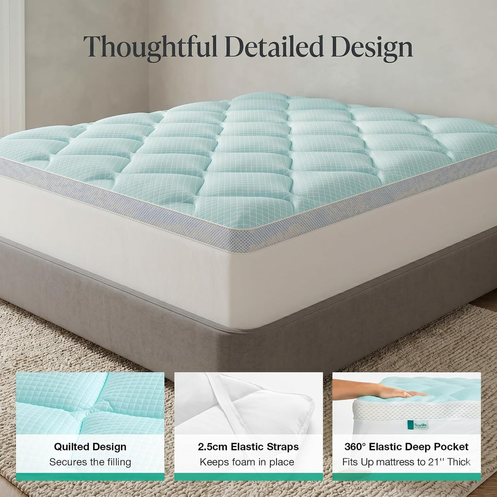 Novilla Full 3 Inch Dual Layered Mattress Topper with 2 Inch Gel Memory Foam & 1 Inch Cooling Pillow Top Cover, Pressure Relieving Breathab…