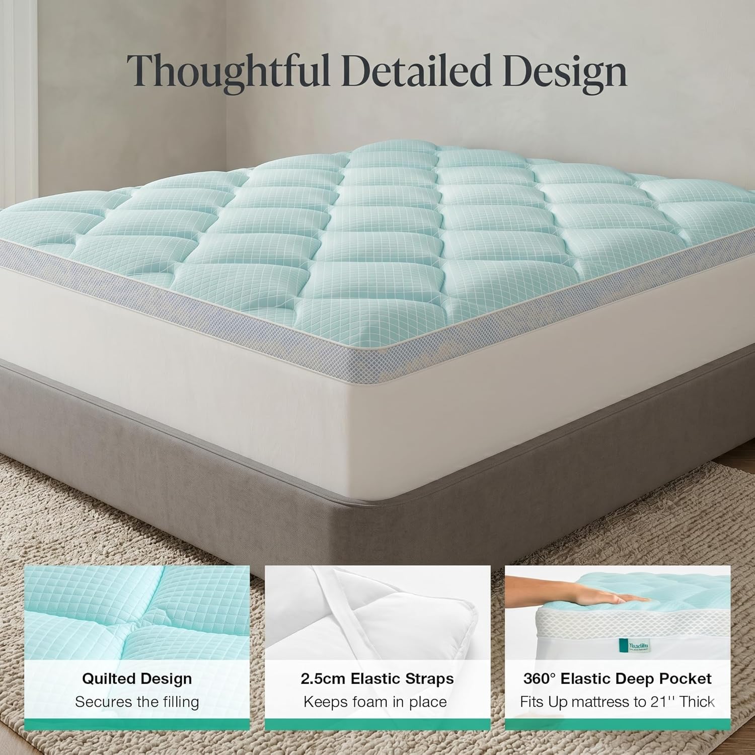 Novilla Twin 3 Inch Dual Layered Mattress Topper with 2 Inch Gel Memory Foam & 1 Inch Cooling Pillow Top Cover, Pressure Relieving Breathab…