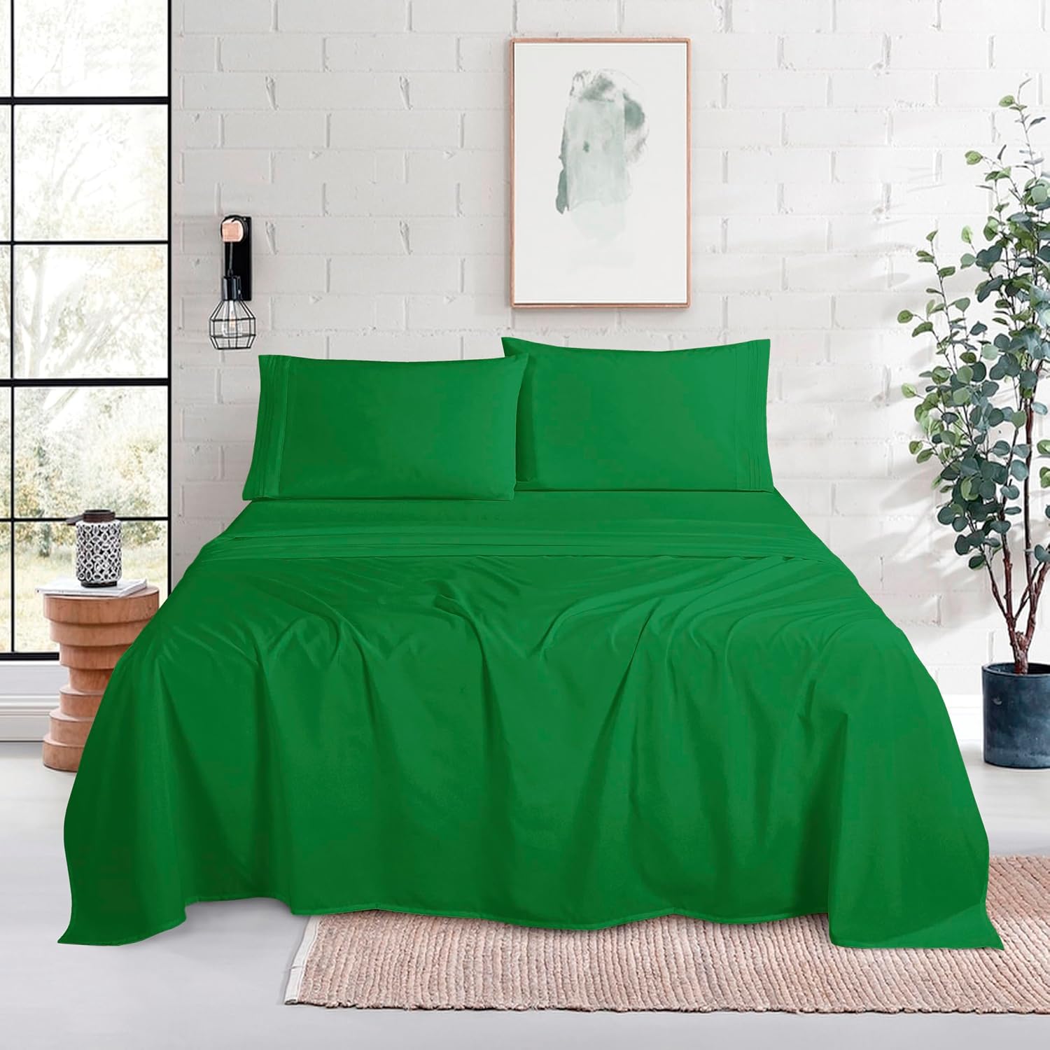MocassiLuxuryBedding Mocassi Twin Size 4-Piece Bed Sheet Set - 1800 Hotel Quality Microfiber 18-24 Inches Extra Deep Pocket Fitted Sheet- L…