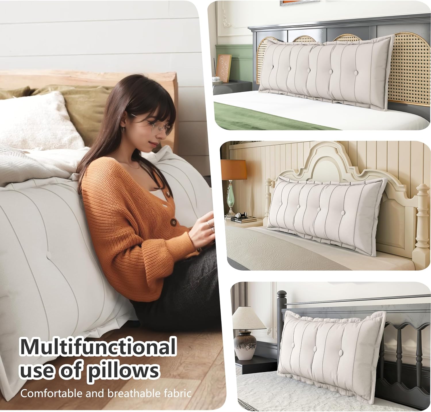 JohnearHomeFashionDecorLife Johnear Headboard Pillow Large Reading Pillows for Sitting in Bed Adult Daybed Cushion Backrest Bolster Pillow…
