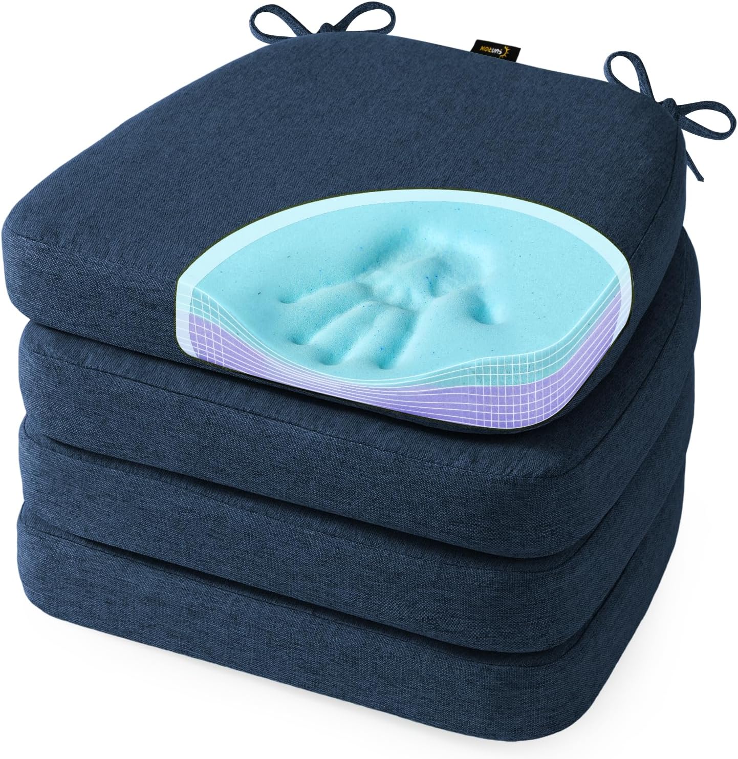 Sunrox Cooling Gel Memory Foam Chair Cushions, 2.6" Thick U-Shaped Dual-Layer Comfort Dining Chair Pads, Non Slip Seat Cushion with Ties fo…
