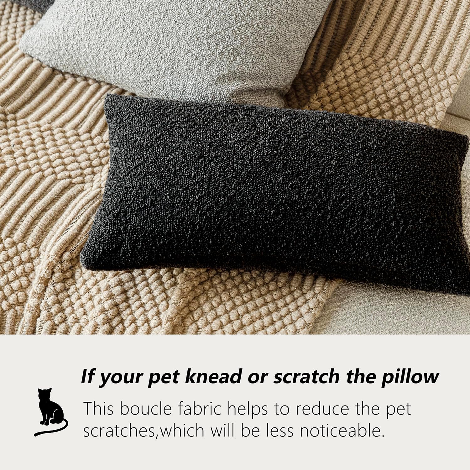 Foindtower Decorative Textured Boucle Throw Pillow Covers Accent Solid Lumbar Pillow Cases Neutral Soft Cozy Couch Cushion Case for Chair…