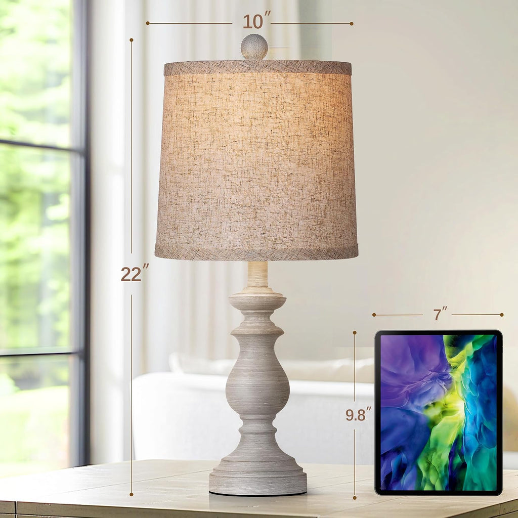 PARTPHONER Traditional Table Lamp Set of 2, Rustic Farmhouse Table Lamps for Living Room Bedroom, 22" Bedside Desk Lamps Vintage…