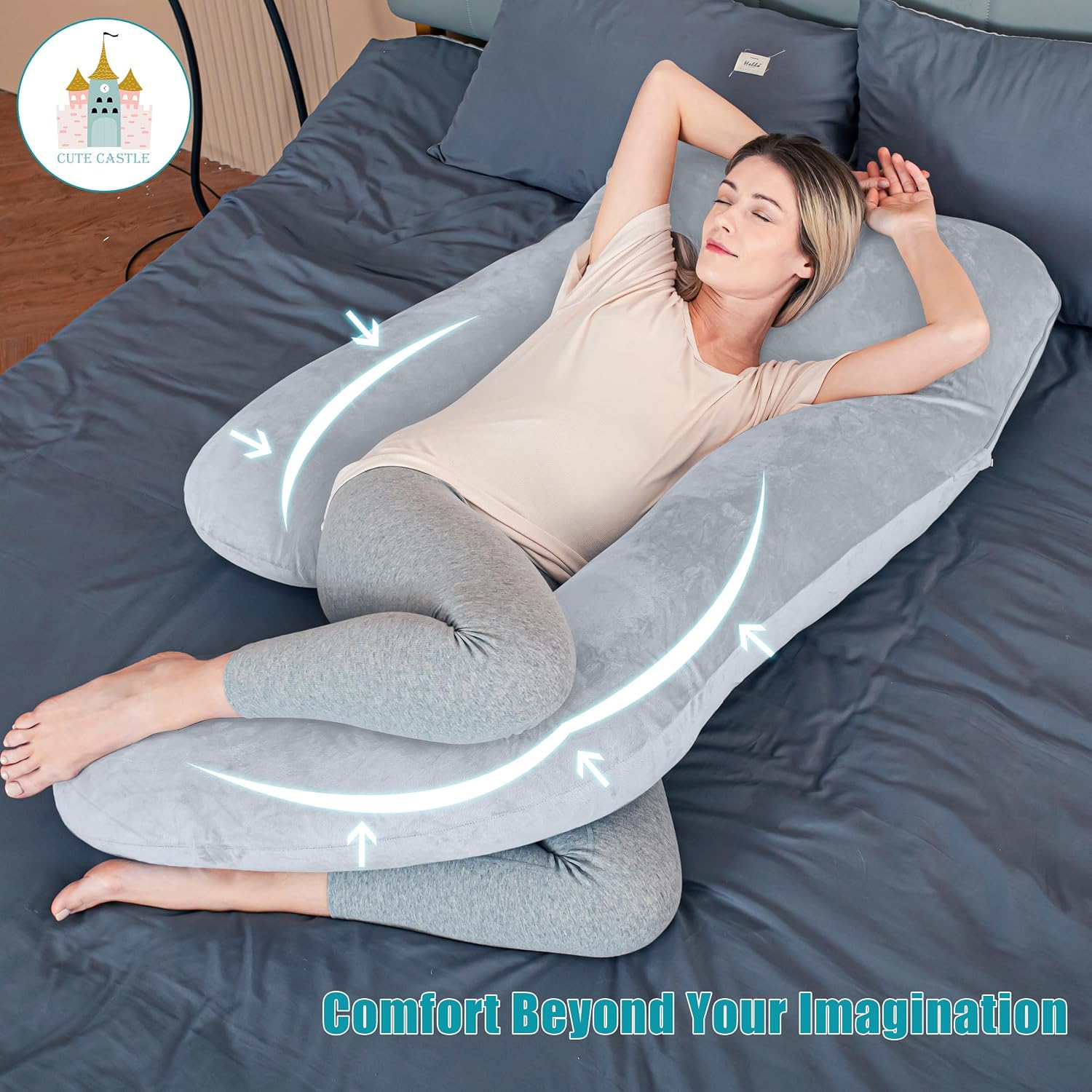 Cute Castle Pregnancy Pillows, Soft U-Shape Maternity Pillow with Removable Cover - Full Body Pillows for Adults Sleeping - Pregnancy…