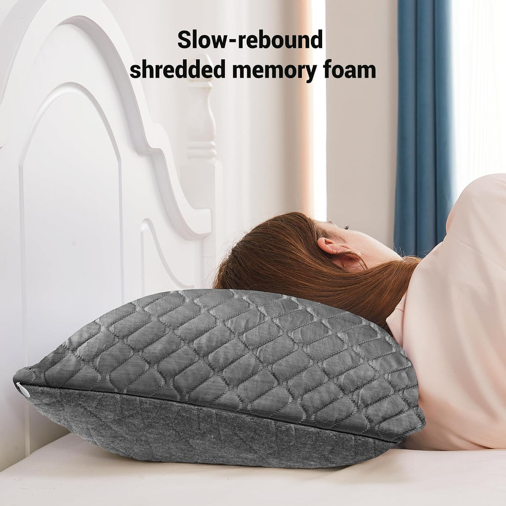puredown® Pillows Queen Size Set of 2, Shredded Memory Foam Pillows, Cooling Foam Pillow for Sleeping, Soft Bed Pillow Queen Size with…