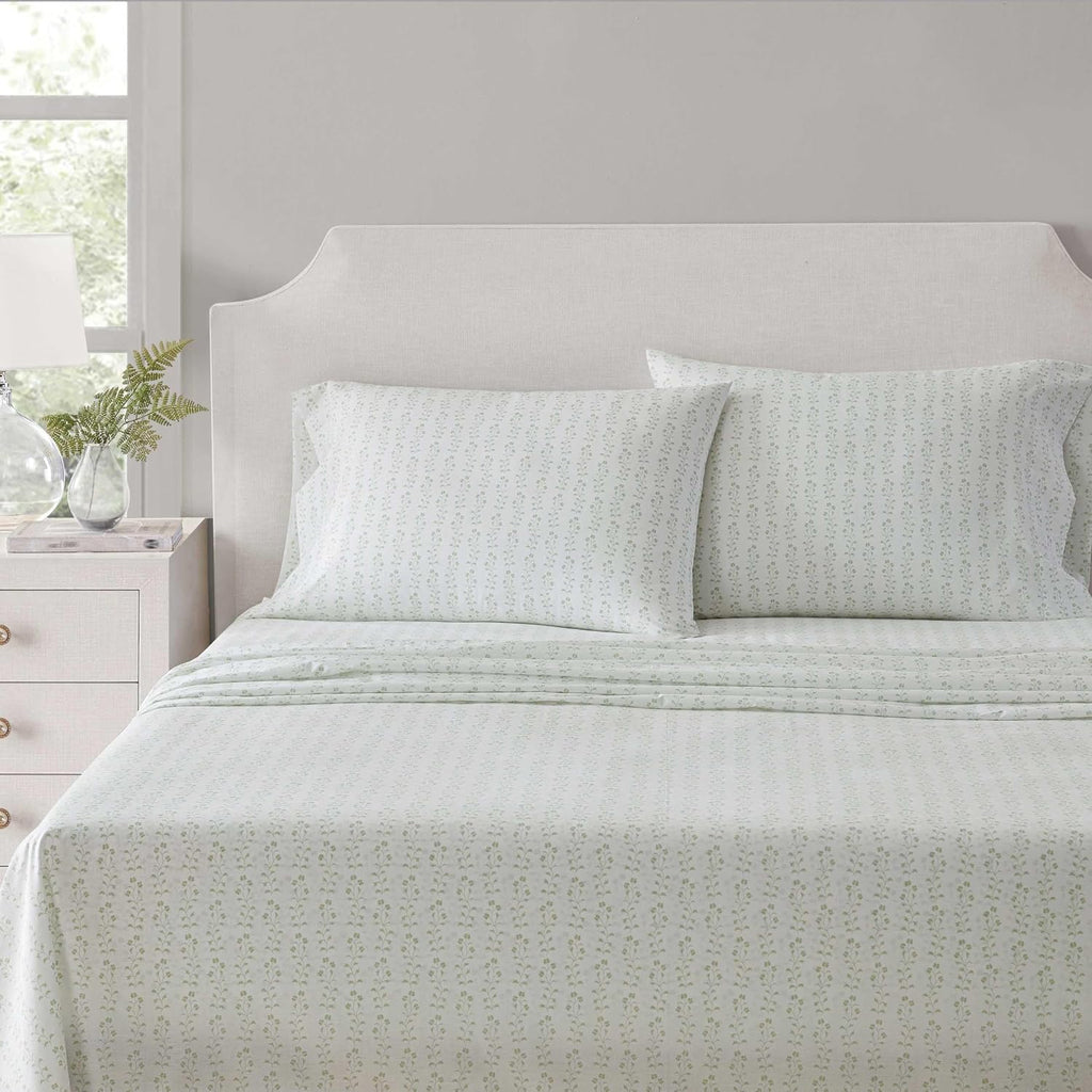 MarthaStewart Martha Stewart - Queen Size Sheets Set, Crisp & Tailored Cooling Sheets w/a Naturally Smooth Cotton Percale Lightweight Feel…