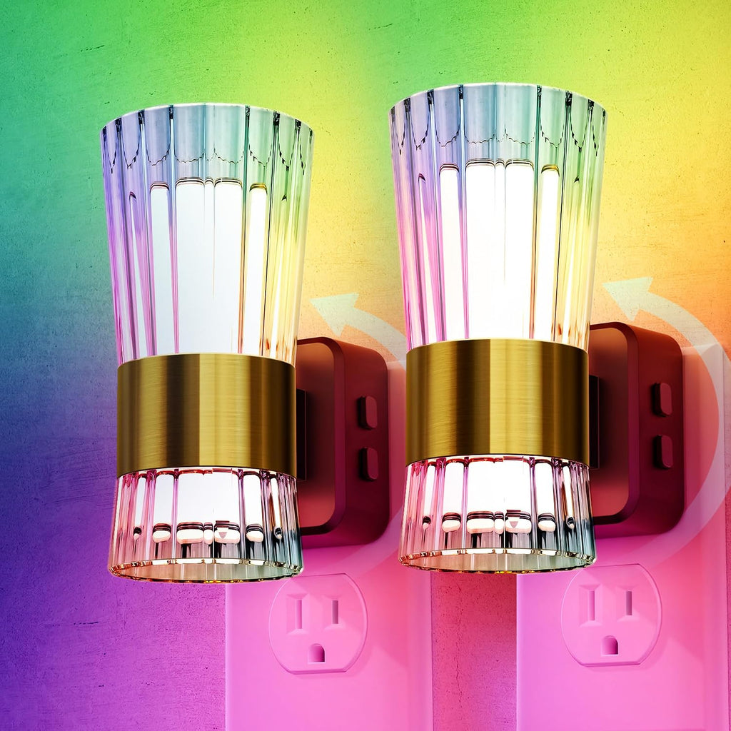Briignite Night Light, Night Lights Plug into Wall, RGB Color LED NightLight with Dusk to Dawn Sensor, 180° Rotating Night Lights…