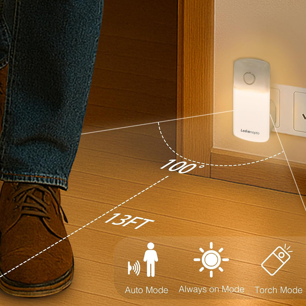 Night Light Plug into Wall with Motion Sensor, Auto On/Off, Portable with 3 Adjustable Modes, Nightlight for Kids, Nursery, Bedroom…