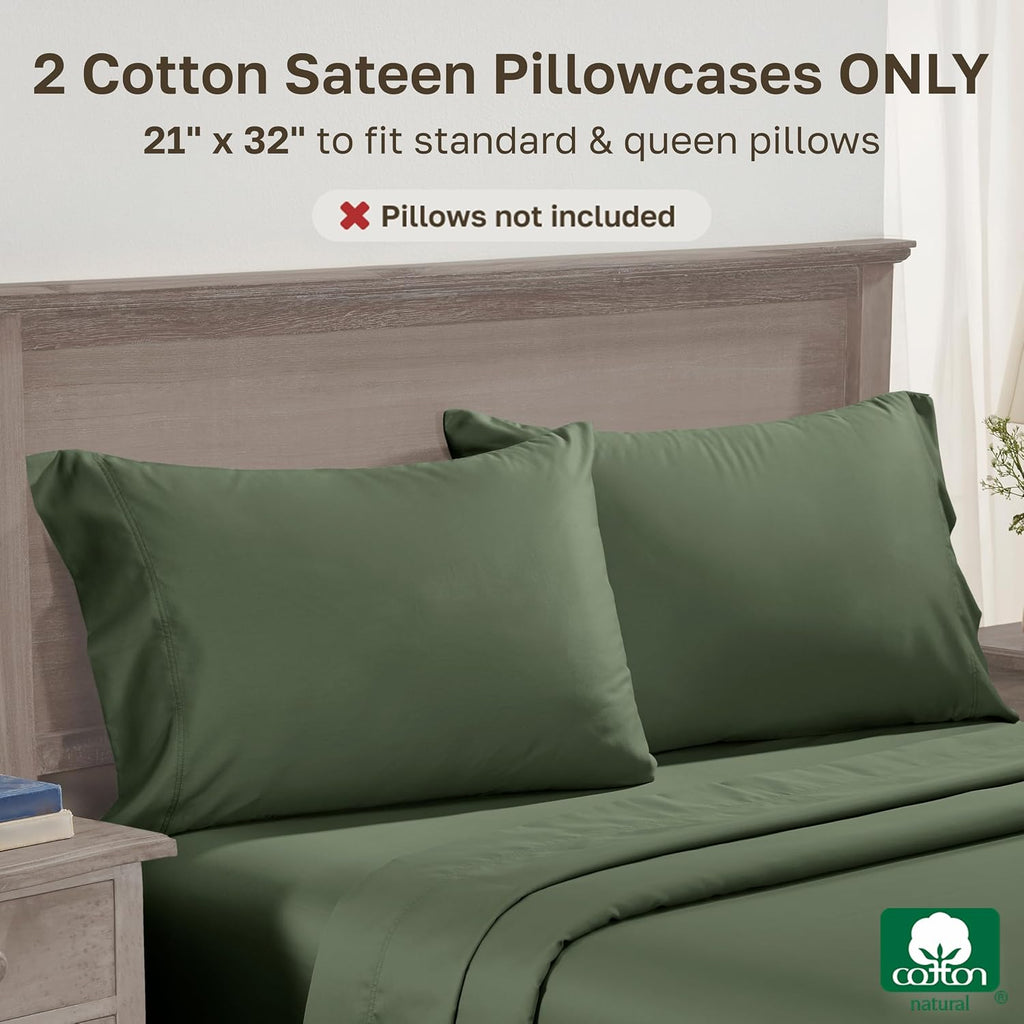 CaliforniaDesignDen California Design Den Standard/Queen Pillow Cases Set of 2 - Luxuriously Soft 600 Thread Count, 100% Cotton, Crisp Sate…