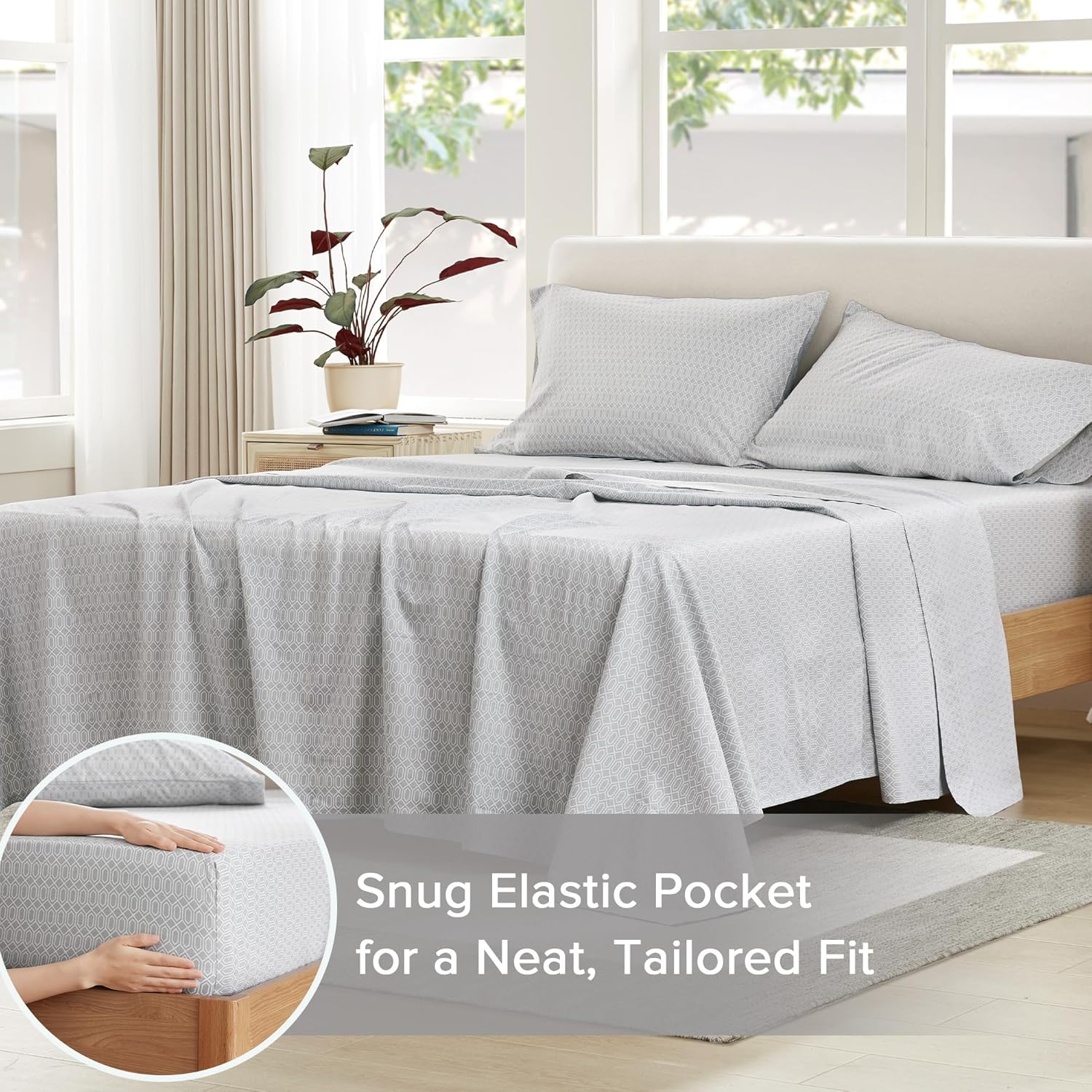 ComfortSpaces Comfort Spaces 100% Cotton Sheet Set Breathable, Lightweight, Soft with 14" Elastic Pocket Fits up to 16" Mattress, All Seaso…