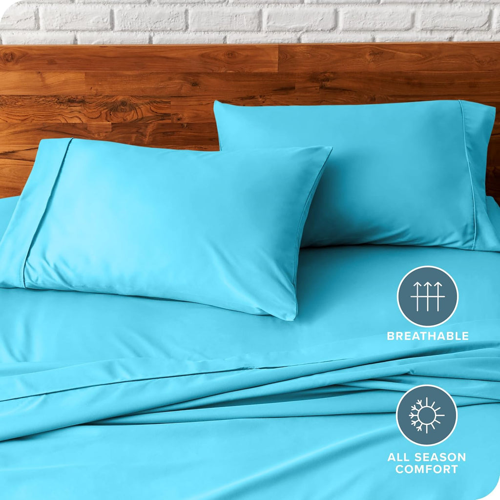 BareHome Bare Home Microfiber Pillow Cases - King Size Set of 2 - Cooling Pillowcases - Double Brushed - Aqua Pillowcases 2 Pack - Easy Car…