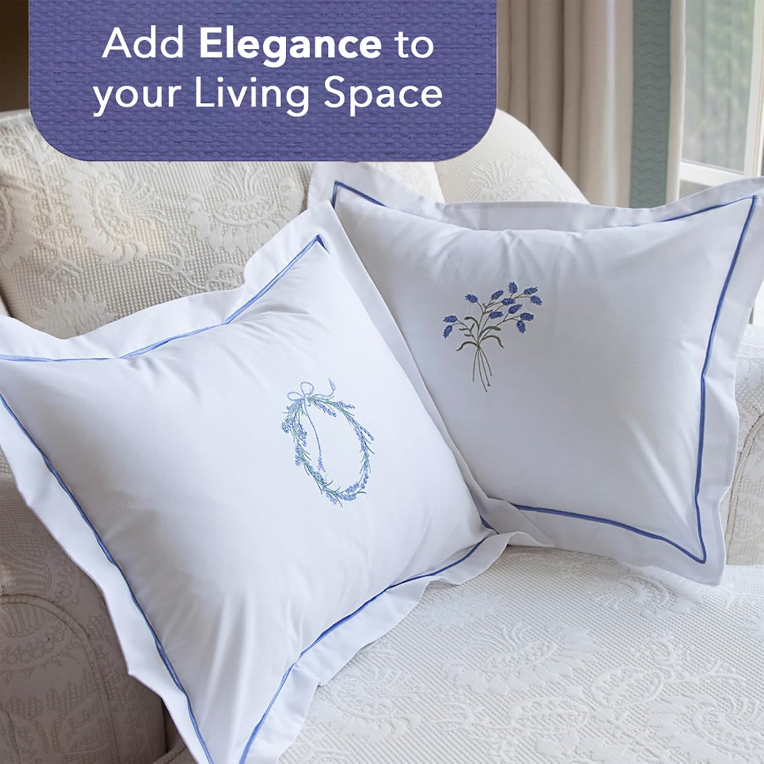 Jacaranda Living Cotton Percale Boudoir Pillow Cover, Decorative Pillow Accent for Bedroom & Living Room, Lumbar Support Pillow, Spring…