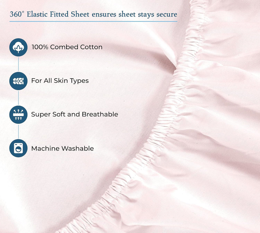 Royalelinens ROYALE LINENS 400 Thread Count 100% American Grown Cotton 4 Piece Sateen King Sheet Set - 1 Fitted Sheet, 1 Flat Sheet, 2 Pill…