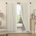Pitalk Black Out Burlap Curtains 63 Inch Long Faux Linen Farmhouse Bedroom Blackout Curtain 63 Inches Length 2 Panels Set Energy Saving Noi…