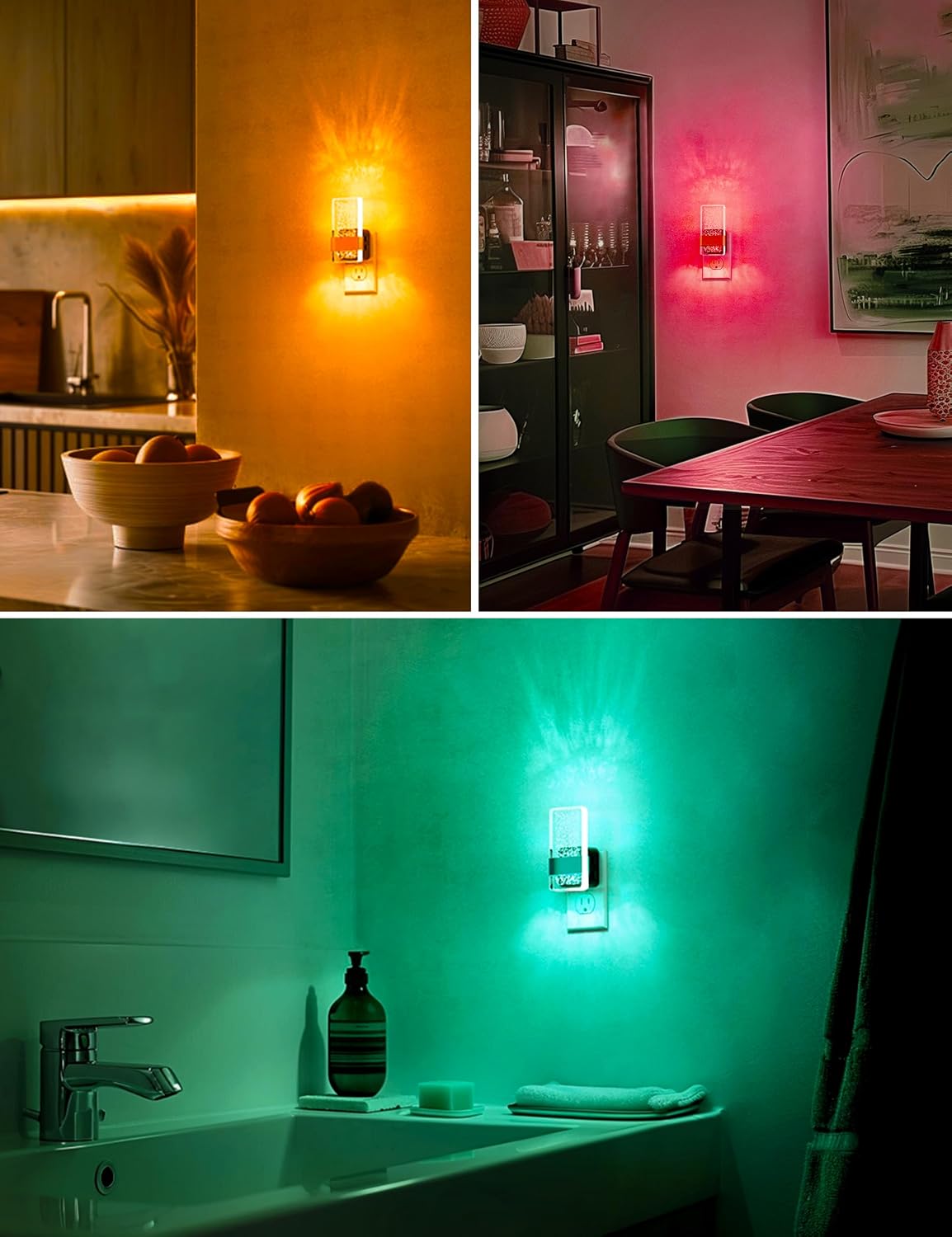 L LOHAS LED Night Lights Plug Into Wall [2 Pack], Color Changing Night Light with Dusk to Dawn Sensor, RGB 180° Rotating Night Light…